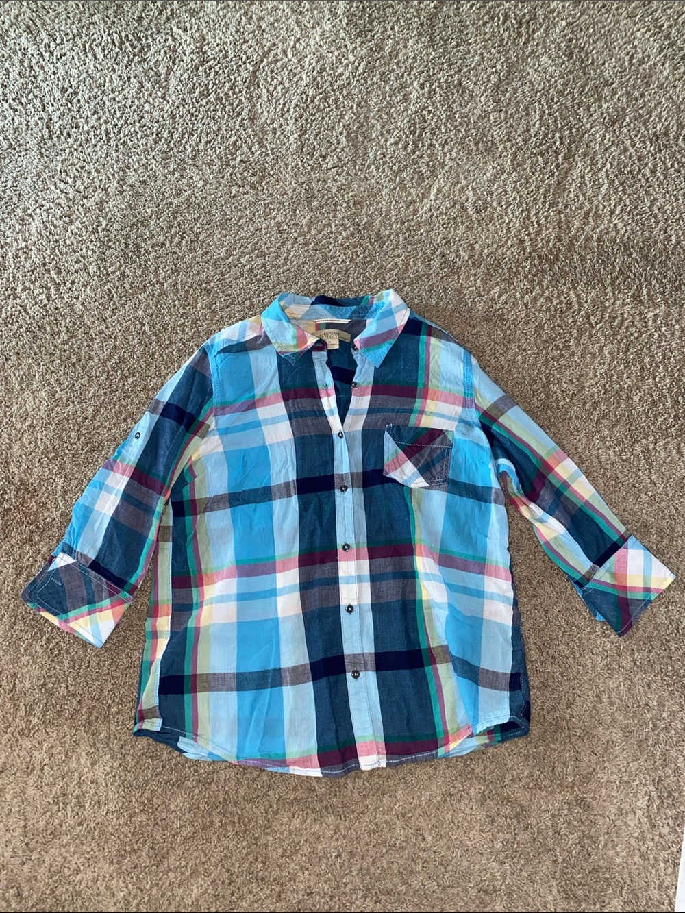 Natural Reflections Blue Plaid Button-Down Shirt